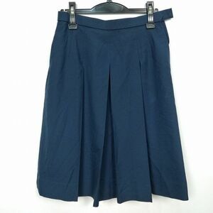 1円 スクールスカート 冬物 w69-丈60 花紺 中学 高校 プリーツ 学生服 制服 女子 中古 HK7266