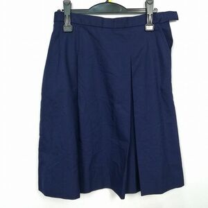 1円 スクールスカート 冬物 w69-丈57 花紺 中学 高校 プリーツ 学生服 制服 女子 中古 HK7272