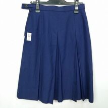 1円 スクールスカート 冬物 w69-丈52 花紺 中学 高校 プリーツ 学生服 制服 女子 中古 HK7262_画像2