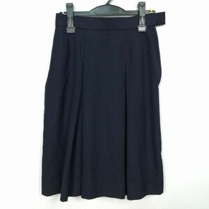 1円 スクールスカート 冬物 w69-丈59 紺 中学 高校 プリーツ 学生服 制服 女子 中古 HK7284