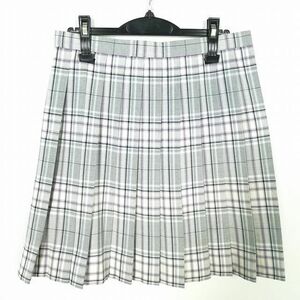 1円 スクールスカート 大きいサイズ 夏物 w72-丈51 チェック 中学 高校 プリーツ 学生服 制服 女子 中古 IN6250