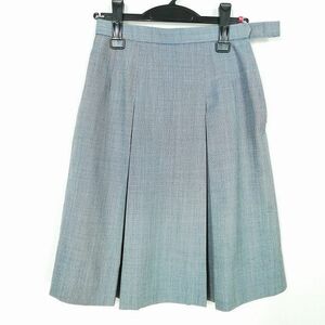 1円 スクールスカート 夏物 w63-丈58 グレー 中学 高校 プリーツ 学生服 制服 女子 中古 IN6231