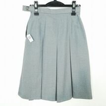 1円 スクールスカート 冬物 w63-丈62 グレー 埼玉南陵中学 プリーツ 学生服 制服 女子 中古 IN6291_画像2