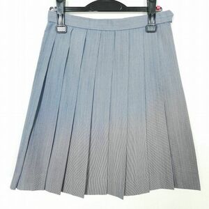 1円 スクールスカート 夏物 w63-丈54 ストライプ 中学 高校 プリーツ 学生服 制服 女子 中古 IN6232