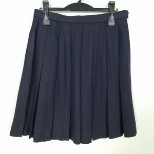 1円 スクールスカート 冬物 w69-丈52 紺 中学 高校 プリーツ 学生服 制服 女子 中古 IN6184