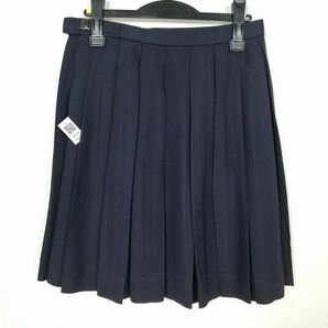 1円 スクールスカート 冬物 w69-丈52 紺 中学 高校 プリーツ 学生服 制服 女子 中古 IN6184の画像2