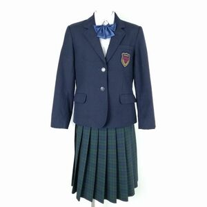 1 jpy blaser the best check skirt ribbon top and bottom 5 point set designation 165 winter thing woman school uniform Kanagawa . optics . middle . high school navy blue used rank B NA3981