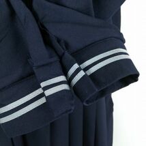 1円 セーラー服 ジャンパースカート スカーフ 上下3点セット 冬物 グレー2本線 女子 学生服 東京武蔵野東中学 紺 制服 中古 ランクB NA4224_画像4