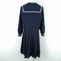 1円 セーラー服 スカート スカーフ 上下3点セット 冬物 白1本線 女子 学生服 宮崎西中学 紺 制服 中古 ランクC NA3580_画像2