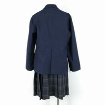 1円 ブレザー チェックスカート リボン 上下4点セット 大きいサイズ 冬物 女子 学生服 東京浅間中学 紺 制服 中古 ランクC NA4180_画像2