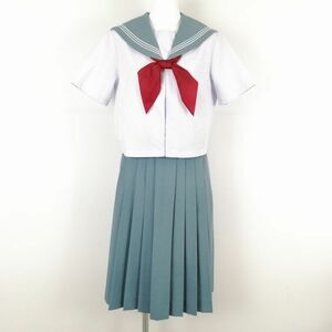 1 jpy sailor suit skirt scarf top and bottom 3 point set 165A large size can ko- summer thing white 3ps.@ line woman middle . high school white used rank C NA4325