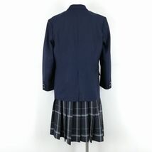 1円 ブレザー チェックスカート 紐タイ 上下4点セット 冬物 女子 学生服 東京国分寺高校 紺 制服 中古 ランクC NA4125_画像2