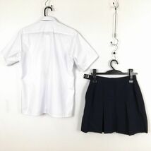 1円 ブラウス ミニスカート 紐タイ 上下3点セット 大きいサイズ トンボ 夏物 女子 学生服 中学 高校 白 制服 中古 ランク:C EY7778_画像2