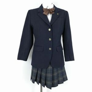 1円 ブレザー ミニスカート リボン 上下4点セット M トンボ 冬物 女子 学生服 東京工学院大学附属中学高校 紺 制服 中古 ランクC NA4179