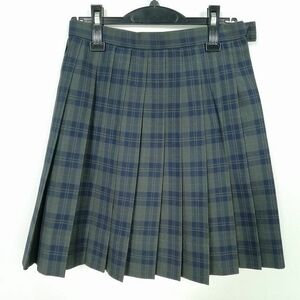 1円 スクールスカート 冬物 w60-丈47 チェック 中学 高校 プリーツ 学生服 制服 女子 中古 IN6259