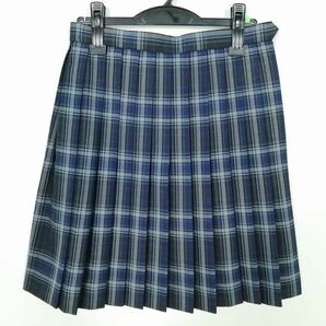 1円 スクールスカート 冬物 w66-丈52 チェック 中学 高校 プリーツ 学生服 制服 女子 中古 IN6279の画像1