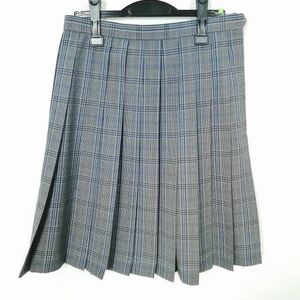 1円 スクールスカート 冬物 w66-丈59 チェック 中学 高校 プリーツ 学生服 制服 女子 中古 IN6346