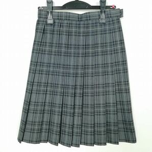 1円 スクールスカート 冬物 w63-丈57 チェック 東京武蔵村山第五中学 プリーツ 学生服 制服 女子 中古 IN6263の画像1