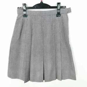 1円 スクールスカート 冬物 w63-丈50 チェック 中学 高校 プリーツ 学生服 制服 女子 中古 IN6348の画像1