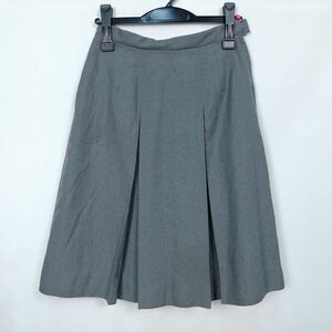 1円 スクールスカート 冬物 w63-丈59 グレー 中学 高校 プリーツ 学生服 制服 女子 中古 HK7701