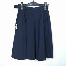 1円 スクールスカート 夏物 w63-丈56 紺 中学 高校 プリーツ 学生服 制服 女子 中古 HK7657_画像2