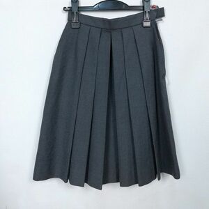 1円 スクールスカート 冬物 w60-丈57 グレー 埼玉浦和明の星女子高校 プリーツ 学生服 制服 女子 中古 HK7702