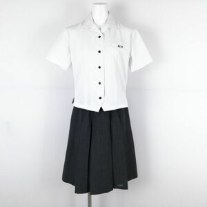 1円 ブラウス スカート 上下2点セット M 夏物 女子 学生服 福岡高校 白 制服 中古 ランクB NA3976