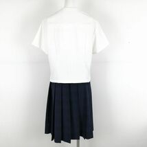 1円 セーラー服 チェックスカート 上下2点セット 大きいサイズ カンコー 夏物 女子 学生服 中学 高校 白 制服 中古 ランクC NA3448_画像2