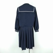 1円 セーラー服 ジャンパースカート 上下3点セット 大きいサイズ 冬物 白1本線 女子 学生服 鹿児島谷山中学 紺 中古 ランクC NA4364_画像2