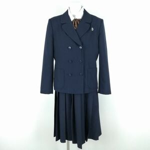 1円 ブレザー ジャンパースカート リボン 上下4点セット 指定 冬物 女子 学生服 佐賀大和中学 紺 制服 中古 ランクC NA3743