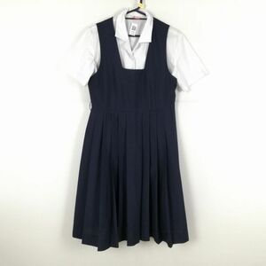 1円 ジャンパースカート 160A バスト88 ウエスト74 夏物 女子 学生服 中学 高校 紺 制服 中古 ランク:B EY4624