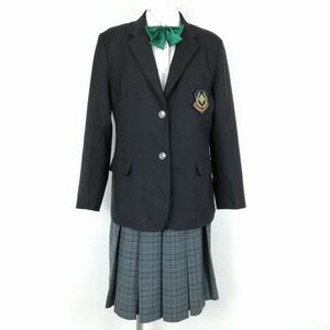 1 иен блейзер проверка юбка лента верх и низ 4 позиций комплект указание зима предмет женщина школьная форма Tokyo рисовое поле нет первый средний . темно-синий форма б/у разряд B NA4609