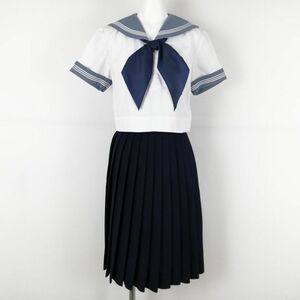 1 jpy sailor suit skirt scarf top and bottom 3 point set summer thing white 3ps.@ line woman school uniform middle . high school white uniform used rank C NA4526