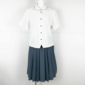 1円 ブラウス スカート 上下2点セット LL 富士ヨット 夏物 女子 学生服 宮崎南高校 白 制服 中古 ランクC NA3992