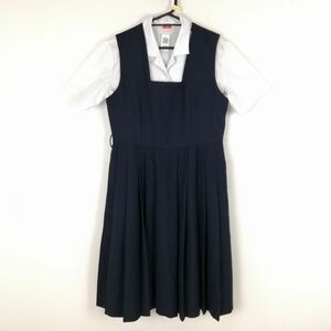 1円 ジャンパースカート バスト90 ウエスト76 冬物 女子 学生服 中学 高校 紺 制服 中古 ランク:C EY4668