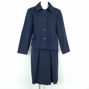 1円 ジャケット スカート 上下2点セット 指定 大きいサイズ 冬物 女子 学生服 宮崎商業高校 紺 制服 中古 ランクC NA3799