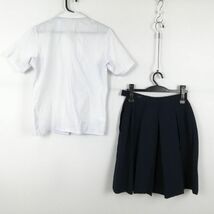 1円 ブラウス スカート 上下2点セット 155 夏物 女子 学生服 中学 高校 白 制服 中古 ランク:C EY7769_画像2