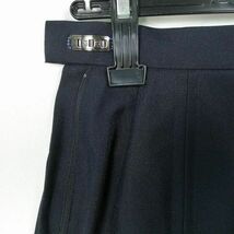 1円 スクールスカート 冬物 w62-丈53 紺 中学 高校 プリーツ 学生服 制服 女子 中古 IN6372_画像3