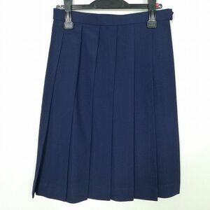 1円 スクールスカート 冬物 w63-丈61 花紺 東京府中第十中学 プリーツ 学生服 制服 女子 中古 IN6294