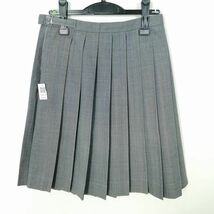 1円 スクールスカート 冬物 w66-丈56 ストライプ 中学 高校 プリーツ 学生服 制服 女子 中古 IN6360_画像2