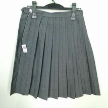 1円 スクールスカート 夏物 w66-丈54 チェック 中学 高校 プリーツ 学生服 制服 女子 中古 IN6405_画像2