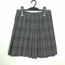 1円 スクールスカート 夏物 w63-丈48 チェック 中学 高校 プリーツ 学生服 制服 女子 中古 IN6395_画像1