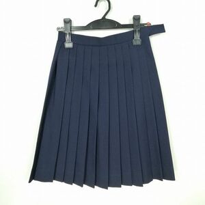 1円 スクールスカート 冬物 w60-丈55 紺 中学 高校 プリーツ 学生服 制服 女子 中古 IN6387