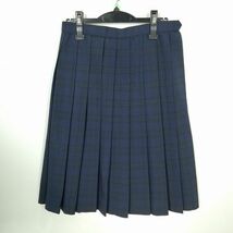 1円 スクールスカート 夏物 w66-丈64 チェック 福岡春日高校 プリーツ 学生服 制服 女子 中古 IN6398_画像1