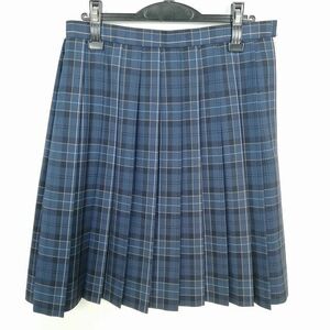 1円 スクールスカート 冬物 w69-丈56 チェック 中学 高校 プリーツ 学生服 制服 女子 中古 IN6512