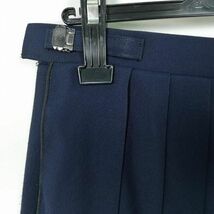 1円 スクールスカート 大きいサイズ 冬物 w72-丈60 紺 中学 高校 プリーツ 学生服 制服 女子 中古 IN6376_画像3