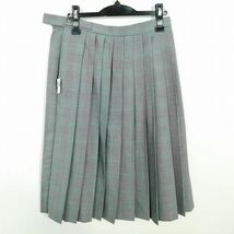 1円 スクールスカート 夏物 w69-丈69 チェック 中学 高校 プリーツ 学生服 制服 女子 中古 IN6536_画像2