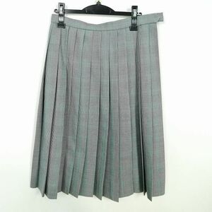 1円 スクールスカート 夏物 w69-丈69 チェック 中学 高校 プリーツ 学生服 制服 女子 中古 IN6536