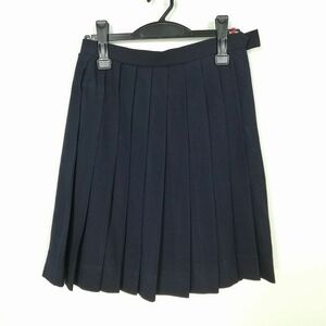 1円 スクールスカート 冬物 w63-丈54 紺 中学 高校 プリーツ 学生服 制服 女子 中古 IN6388