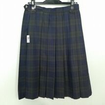 1円 スクールスカート 冬物 w63-丈65 チェック 中学 高校 プリーツ 学生服 制服 女子 中古 IN6509_画像2